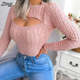 Women's sweater vintage Twist Knit Pullover Famale Clothing korean fashion Sweater Hollow Out Full Winter Tops 2022
