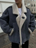 Denim Sherpa Turn Down Jacket- Outfit