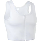 Women Tomboy FTM Zip Up Elastic Chest Binder Breathable Bamboo Slim Fit Tank