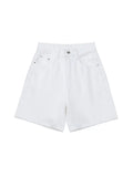 Women High Waist Wide Leg Denim Shorts Casual Female Solid Streetwear Knee-length Stright Jeans Bermuda Shorts 2023 New