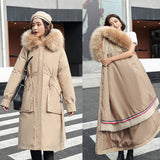 -30 Degrees Women Jacket Long Parkas Female Coat Winter Warm Removable Fur Lining Hooded Winter Jacket Women