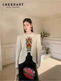 Puff Sleeve Floral Knitted Sweaters For Women Fashion Asymmetrical Designer Sweaters And Pullovers Spring 2022