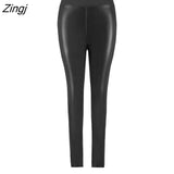 Black Faux Leather High Waist Leggings For Women Skinny Leg Tight Pants 2023 Spring Autumn Full Length Slim Pencil