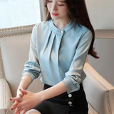 womens tops and blouses stand collar office blouse women chiffon blouse shirt female long sleeve women shirts