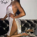 Metal body chain slip Summer Dress Women Bling diamond Beach bodycon dress Sequin Night club Party ladies dresses