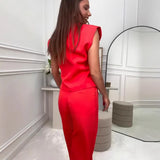 Summer New Women's Buttons Broad-Legged Pants Temperament Commuting Fashion
