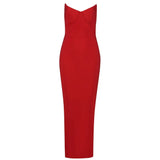 Women Sexy Strapless Bandage Dress 2022 New Fashion Backpack Hip Long Dress Celebrity Club Bodycon Party Black