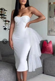 New Bandage Dress Sexy Bodycon Women Mesh Strapless Party Club Evening Elegant Black White