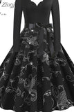 Women Plaid Print Winter Dress Black Long Sleeve Vintage Christmas Party Pin up Rockabilly Dress Robe Femme