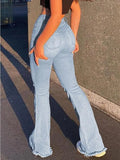 Distressed High Waist Ripped Jeans-Outfit