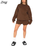 Women Tracksuit Two Piece Set Shirt + Short Pants Solid Color Sportsuit Matching Set Clothes For Women