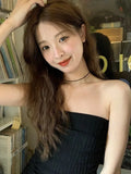 Summer Elegant Strapless Midi Dresses Fashion Chic Off Shoulder Backless Dresswear Female Party Evening