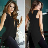 Tops and Blouses Sleeveless Ladies Top Female Cross Irregular O-Neck Woman Blouse Shirt Summer Tops for Women 2018