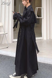 Spring Autumn Extra Long Flowy Oversized Casual Trench Coat for Women Belt Double Breasted Loose Korean Fashion