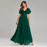 Folding Large Swing Double V-neck Flared Sleeves Elastic