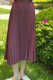 Women's Maxi Winter Skirt A-line White High Quality Brown Vintage Long Pleated Skirt Midi Elastic Waist Elegant for Women