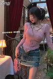 Women Long Sleeve Knitted T-Shirts 2023 Spring Autumn Solid Slim Fit Pullovers Tees Shirts Female Streetwear Casual Base