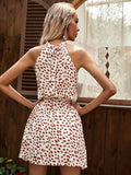 Queens Women Sleeveless Halter Beach Bohemian Mini Dresses Ladies Rayon Cotton Ethnic Shirt Dress
