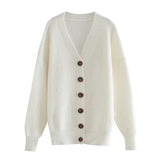 2021 winter white cardigan sweater womens single breasted knitted jacket coat fashion oversized