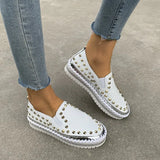 Flats Loafers Shoes Comfortable Leather Casual Shoes New Rivet Slip on Flat Shoes Women's Sports Shoes Zapatillas