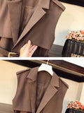 Office Ladies Solid 2 Piece Sets Womens Outfit For Women Notched V Neck Blazer Vest And Pants Sets For Women