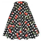 Women Midi Pleated Skirts Vintage 50s 60s Flower Printed Summer Ball Gown High Waist Audrey Hepburn Retro Swing Skater