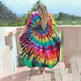 Printed V-neck Batwing Sleeve Side Split Loose Dress For Women Clothes Plus Size Beachwear Maxi Dress