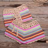 Queens Bikini Sets Knitted Rainbow Hollow Out Hand Weaving Tassel Women Swimsuit Swimwear Biquini Summer Swim