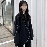Hat Hoodies Harajuku BF Style Black Hip-hop Chic Teens Sweatshirts Autumn Trendy All-match Daily Simple Womens Streetwear