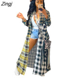 Plaid Jackets for Women Fashion Fall Long Sleeve Outwear Clothing Elegant Streetwear Top Blouse