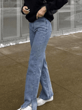 Washed Split Boyfriend Jeans-Outfit