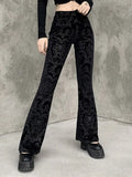 vintage flared trousers with embossed velvet and flared