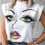 Simple Lip Pattern Collar Lady Shirt Tsets Commuting Short-Sleeved Tops