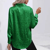 Print Satin Women's Shirt Long Sleeved Shirt New Fashion Silk Shirt Ladies Tops Button Up Blouse Women OL Female