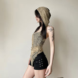 Waste Soil Tattered Back Irregularly Dyed Design Hoodless Sleeve Vest Niche Personality Wear