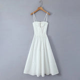 Corset Elastic Ruched Strap Midi Dress- Outfit