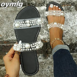 sandals summer large size one-line flat casual beach slippers women's shoes slippers