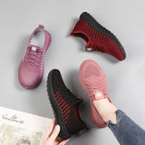 Women Shoes Fashion Mesh Breathable Socks Shoes Female Lace Up Flat Casual Sneakers Comfortable Light Ladies Tennis