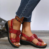 Fashion Summer Peep Toe Shoes Women Hollow Fish Flowers Wedge Casual Sandals Comfortable Roman Plus Size 43 Sandals