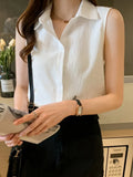 Women Shirt Sleeveless Womens Tops and Blouses Elegant Yellow Blouses for Women Basic Womens Blouses OL Clothes for