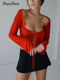 Sexy See Through Casual Tee Mesh Y2k 2022 Green Beach Bandage Long Sleeve Crop Tops Women Summer T