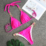 Zingj 2023 New Sport Bikini Sexy Crystal Diamond Bandage Red Split Female