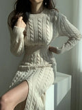 Split Knit Dress Women's 2022 Autumn Winter New Waist Slimming Bottoming Sweater Skirt Dress for Women Sweaters