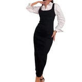Zingj 2023 New Advanced Sense To Accept The Waist Fake Two Long Sleeves Wrapped Hip Dress-Outfit