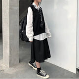 Black Gothic Basic Long Skirt Korean Elastic High Waist Loose Wild Cargo Skirt Women Summer White A-Line Skirt