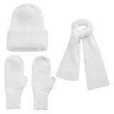 Women Knit Hat Scarf Gloves Sets Soft Warm Winter Solid Color Fashion Accessories for Cold