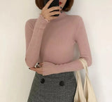 Spring Winter Fashion Slim Sweater Women Turtleneck Ruched Women Sweater High Elastic Solid Sexy Knitted Pullovers