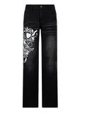 Vintage Washed Heart Print Jeans- Outfit