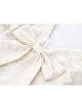 Summer Women's Clothes Mini Princess Dress Kawaii Elegant Bow Puff Sleeve V-Neck Party Dresses Sweet Mori Girl A-line