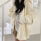 Solid Color Zip Up Oversized HoodieOutfit